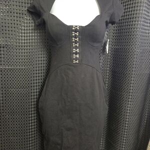 Charlotte Russe Black Mini Dress with Button Accents